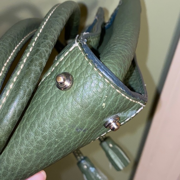 East/ West Tassel Green Dooney & Bourke Leather Tote - Picture 10 of 10
